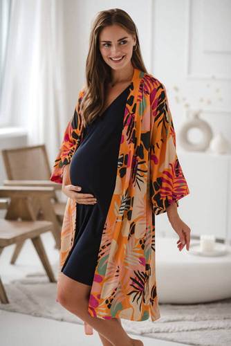 Szlafrok ciążowy bambusowy Tropical Orange Milk&Love pomarańczowy 