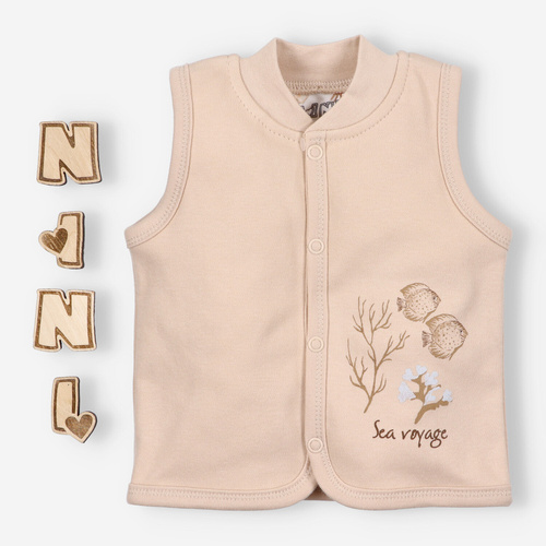 Kamizelka z bawełny organicznej Turtles Nini beżowy 