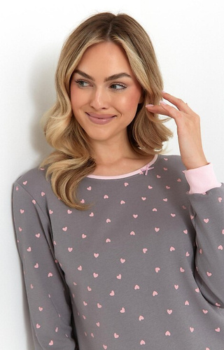 Koszula nocna damska Cana 493 – bawełna interlock, serduszka, długość do kolan