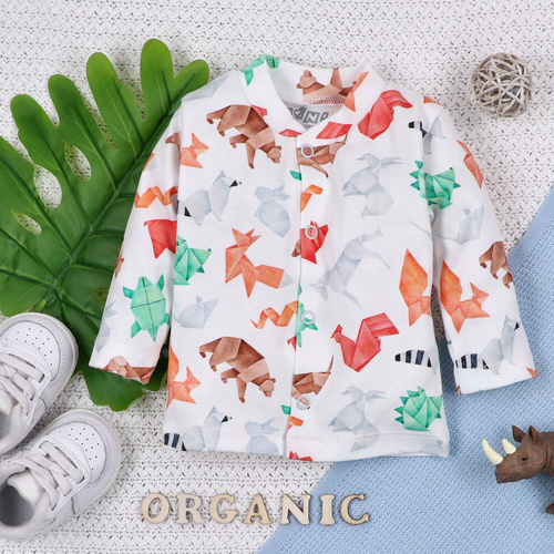 Kaftanik niemowlęcy z bawełny organicznej Fun Origami Nini druk