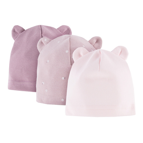 Czapka niemowlęca z uszkami 3-pak Good Day Eevi - różowy