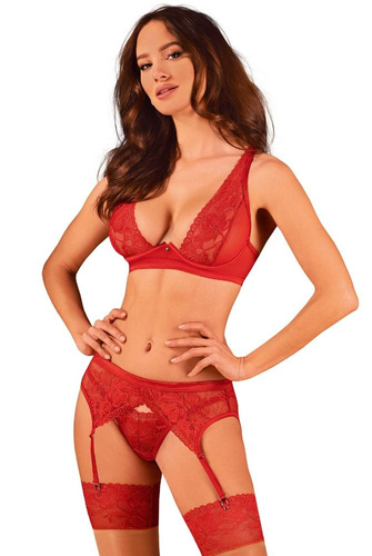 Komplet 3-częściowy Lacelove Obsessive - czerwony