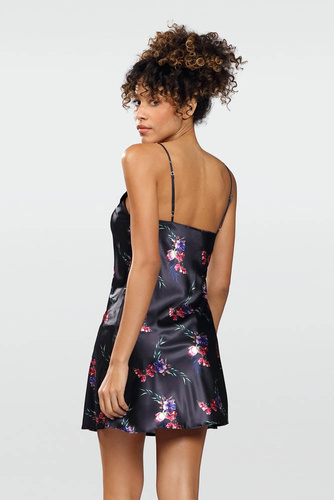 Halka satynowa Flowers  DKaren - DK-HK 9 granatowy