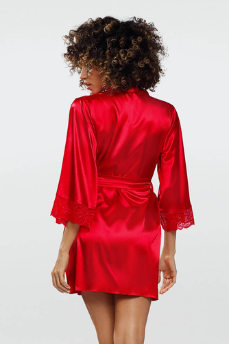 Belinda Satynowy Szlafrok Damski DKaren - czerwona 