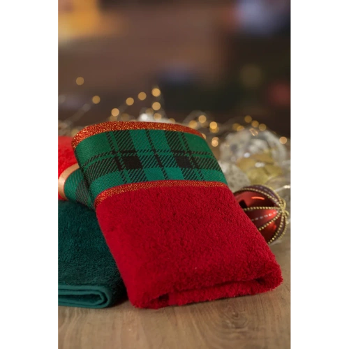 Ręcznik świąteczny w kratkę Cherry 01 Eurofirany bordowy 