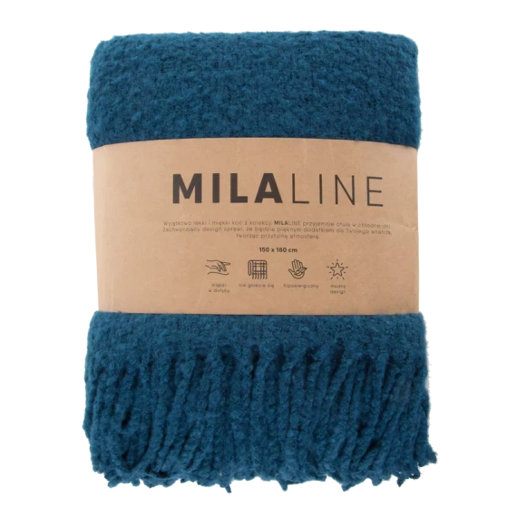 Koc narzuta imitująca buklę Bela Eurofirany granatowy