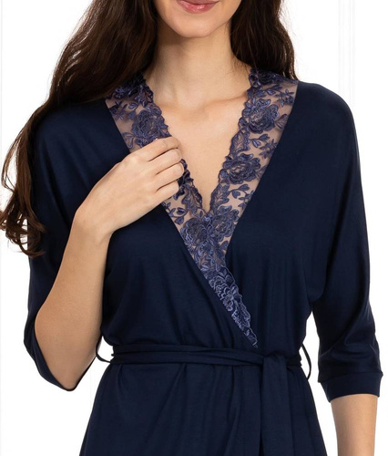 Daphne Szlafrok damski Momenti Per Me navy 