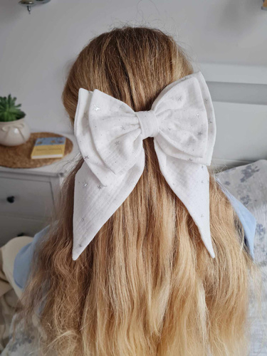 Muślinowa kokarda do włosów KMB16 Marija - biały