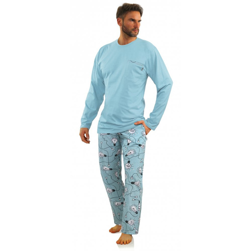 Bawełniana piżama męska z długim rękawem 2431/06 Sesto Senso - żarówki