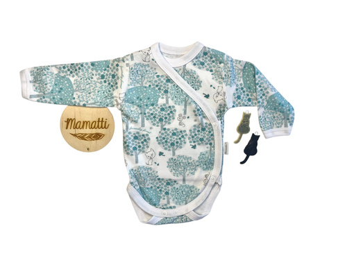 Mamatti BD15126 – bawełniane body kopertowe z długim rękawem dla dziewczynki, różowe