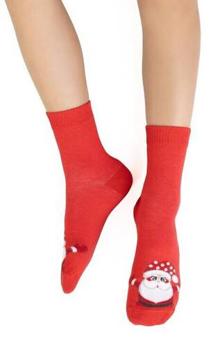 Art.014 Skarpety dziecięce Świąteczne Steven -038 czerwone