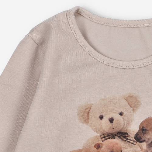 Lagarto Verde bluzka dla dziewczynki z długim rękawem beżowy– modna, bawełniana, trwała