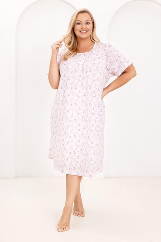 Bawełniana Koszula Nocna Damska Regina 018 – Naturalny Komfort Snu, Guziki i Lekki Krój Idealny na Każdą Noc