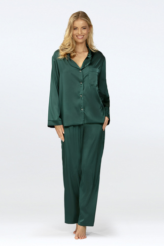 Piżama damska satynowa Amina DKaren - zielony