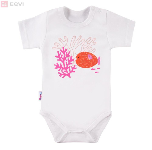 Body z krótkim rękawem "CORAL REEF" Ewa Klucze - białe 