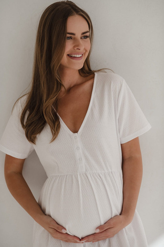 Koszula nocna ciążowa i do karmienia Aurora Milk&Love biały 