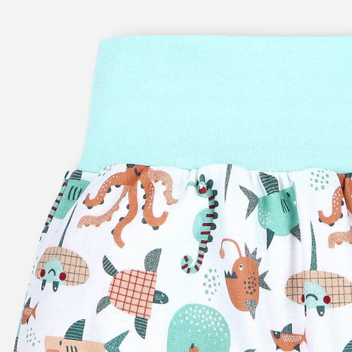 Półśpiochy z bawełny organicznej Morskie Zwierzątka Nini druk