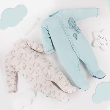 Pajac dla chłopca Balloons Eevi - jasny turkus