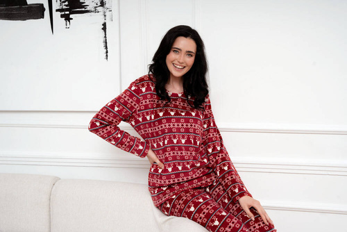 Polarowy Komplet Damski Islandia Italian Fashion - druk bordowy 