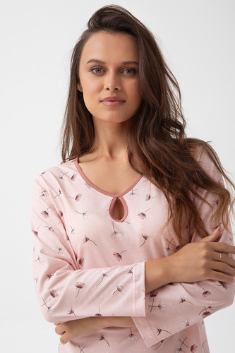 Damska koszula nocna Luna 279 – różowa, bawełna, rękaw 7/8