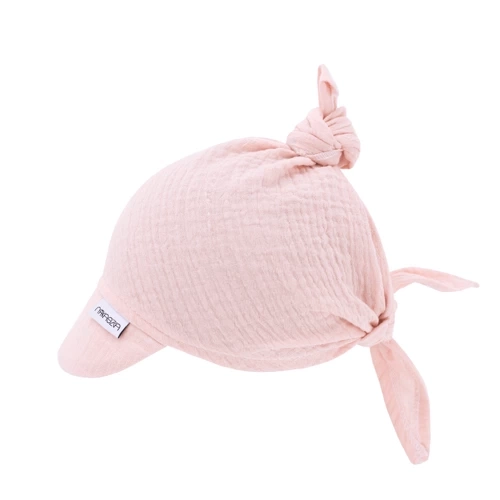 Chustka z daszkiem wiązana Cotton Muślin Makaszka- sepia rose