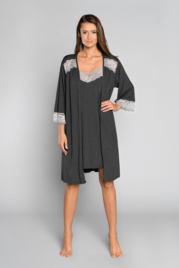 Szlafrok Damski Sonata Italian Fashion- ciemny melanż