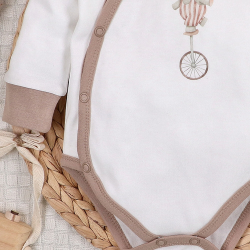 Nini Circus – body niemowlęce kopertowe z organicznej bawełny, antyalergiczne, polska produkcja