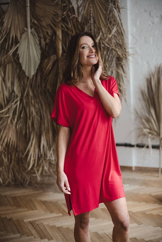 Bambusowa koszula nocna ciążowa i do karmienia Moon Milk&Love malinowy