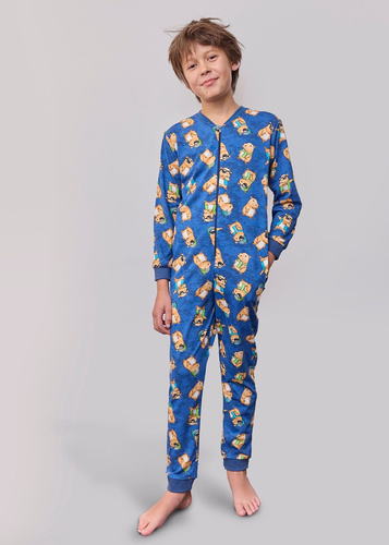 Cornette Kids Boy kombinezon chłopięcy 185/183 186/183 Capybara 2 – 100% bawełna, suwak, kieszenie, print z kapibarą