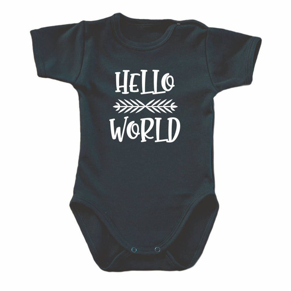 "Hello World" body krótki rękaw Moocha czarny