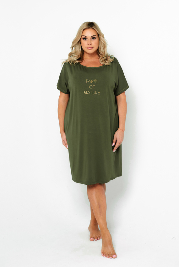 Koszula damska z krótkim rękawem Natura Italia Fashion - khaki