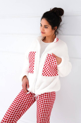 Bluza damska Perfect Sensis - śmietanowy-czerwony