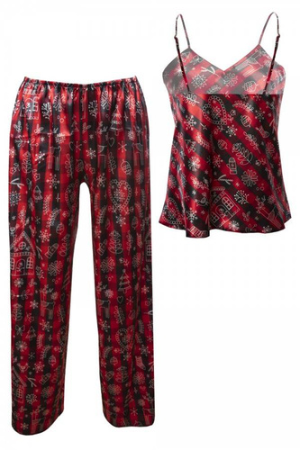 Piżama Damska Satynowa DKaren - DK-KI czerwony 012