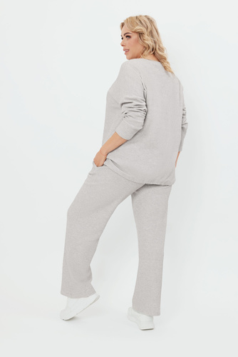 Komplet Damski długi rękaw, długie spodnie Avira Italian Fashion - jasny melanż