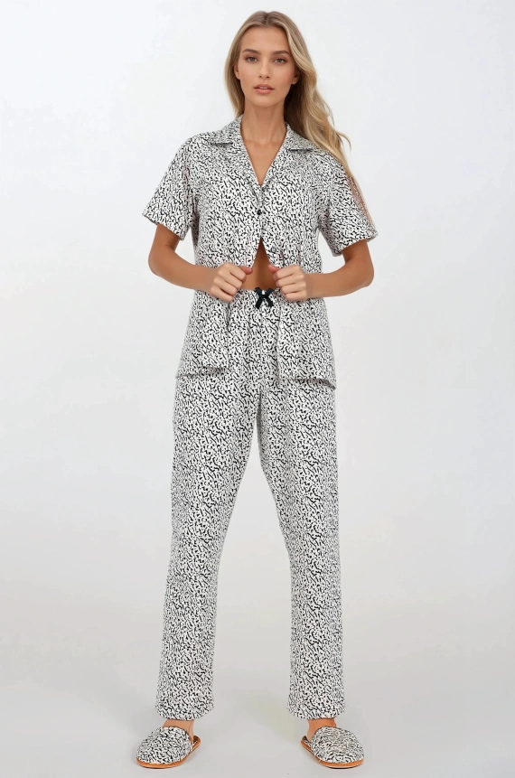 Piżama damska rozpinana About Style Long Momenti Per Me beige