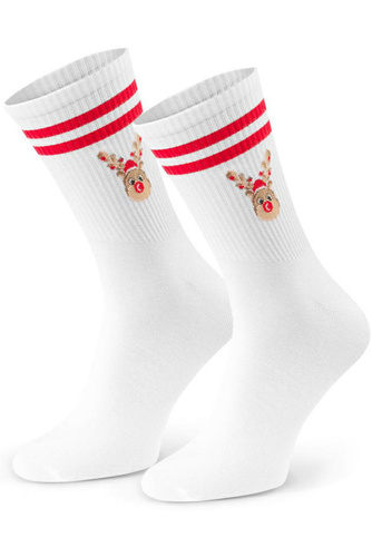 Steven Art.136 biały 151– męskie skarpety świąteczne, kolorowe wzory, bawełniane