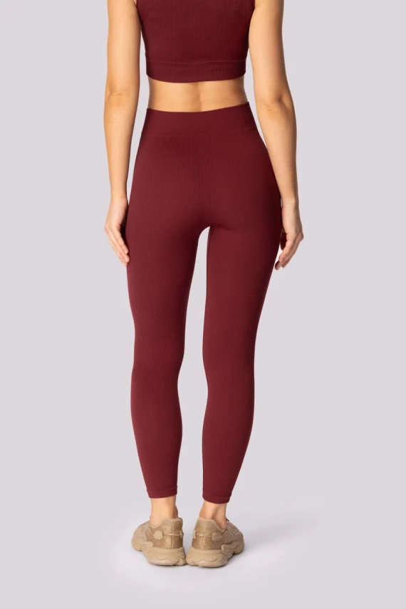Legginsy damskie prążek Ribbed Mona burgund