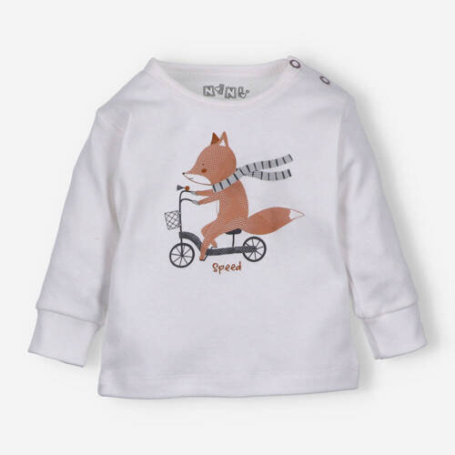 Bluzka z bawełny organicznej Cute Cars Nini ecru