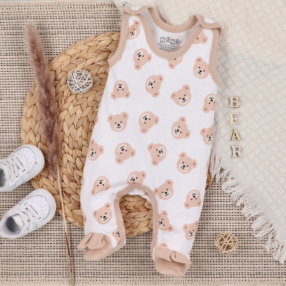 Śpiochy z bawełny organicznej Sweet Bears Nini beżowy 