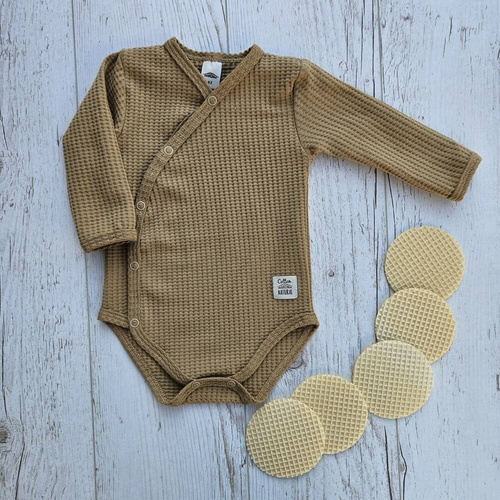 Body baby z długim rękawem  "Natural Waffel" Makoma camel 