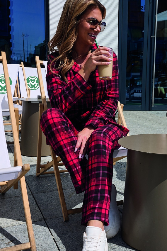 Piżama damska rozpinana 482/408 Kaya Cornette czerwony