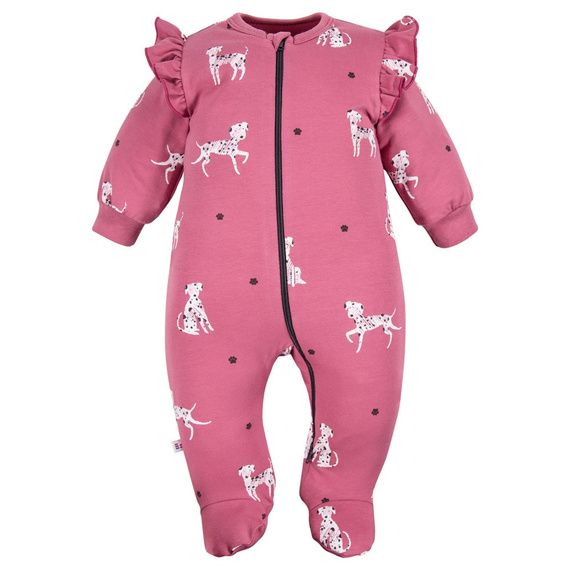 Pajac niemowlęcy zapinany na zamek Dogs & Spots Eevi - jagodowy