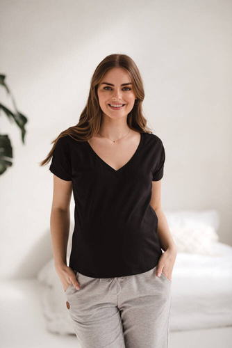 Bluzka ciążowa i do karmienia z krótkim rękawem Two Ways Milk&Love czarny 