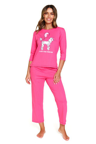 Różowa piżama Doctor Nap 7356 – nogawka i rękaw ¾, wygodna bawełna