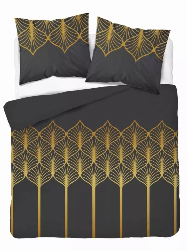 Pościel satynowa geometryczny motyw 5225 A Detexpol czarny