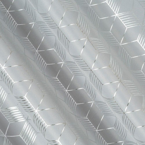 Oli Zasłona gotowa na przelotkach Design 91 srebrna geometria