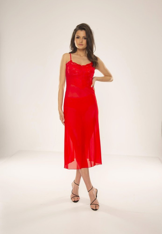 Długa Koszula nocna 469 Alison Forex - czerwony