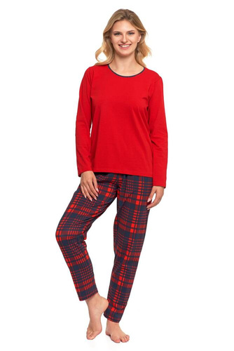 Piżama damska z długim rękawem PDD5100-007 Moraj - czerwony