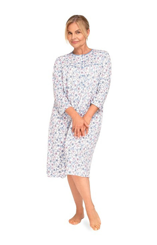 Martel Bogna II 204 – koszula nocna damska bawełniana, długi rękaw- 30 niebieski-różowy