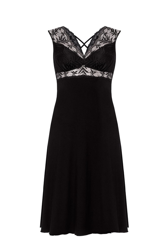 Elegancka koszula nocna Nipplex Mefemi Petra KM29 – wiskoza i koronka, długość midi